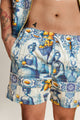 Close-up of premium cotton tile-print shorts - breathable material, perfect for summer shorts styling and casual crop top outfits.