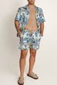 High-waist Algarve Coast shorts in blue-white tile print - relaxed summer shorts, perfect with a crop top or summer shirt look.