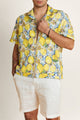 Unisex Dreamy Faro shirt from Casa Di Campara with blue-white geometric and floral print. High-quality silk shirt.