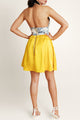 Back detail of Faro Lemonade mini summer dress - top with zip and flowing lemon skirt.