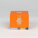 Square orange body scrub packaging with bold white brand and product name, ideal for exfoliating skincare routine.