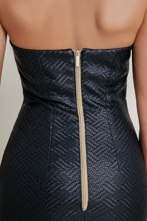 Evening Dress – Mandarin Mystique (Black) | Luxe Contoured Silhouette